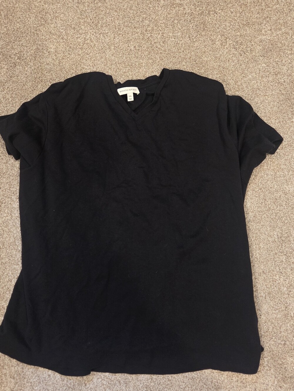 Banana Republic Black V-Neck Short-Sleeve T-Shirt (Size XXL)